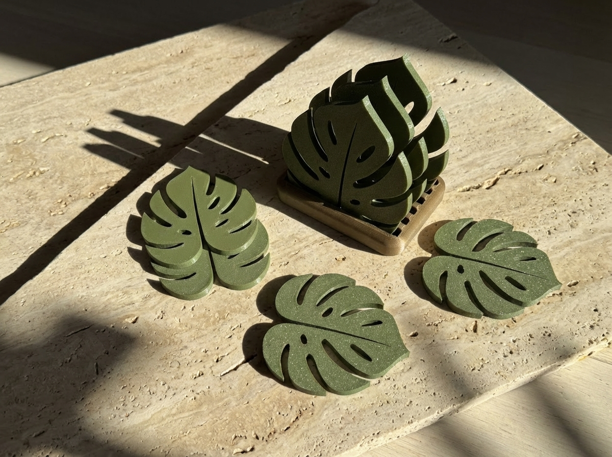 monstera coaster plant Monstera Leaf Coaster — Single or Set of 6 (Plant-Lover Drink Coasters)