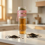 Double-Wall Glass Tea Infuser Tumbler - Leak-Proof Travel Water Bottle - Rich And Pour