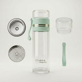 Double-Wall Glass Tea Infuser Tumbler - Leak-Proof Travel Water Bottle - Rich And Pour