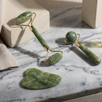 Jade Gua Sha & Face Roller 3-Piece Set – Natural Stone Facial Massage - Rich And Pour