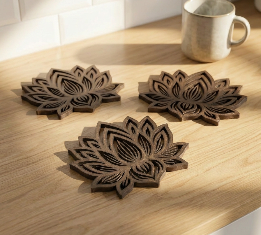 Lotus Coaster – Modern Tea & Drink Coaster (Heat-Resistant, Lightweight) - Rich And Pour