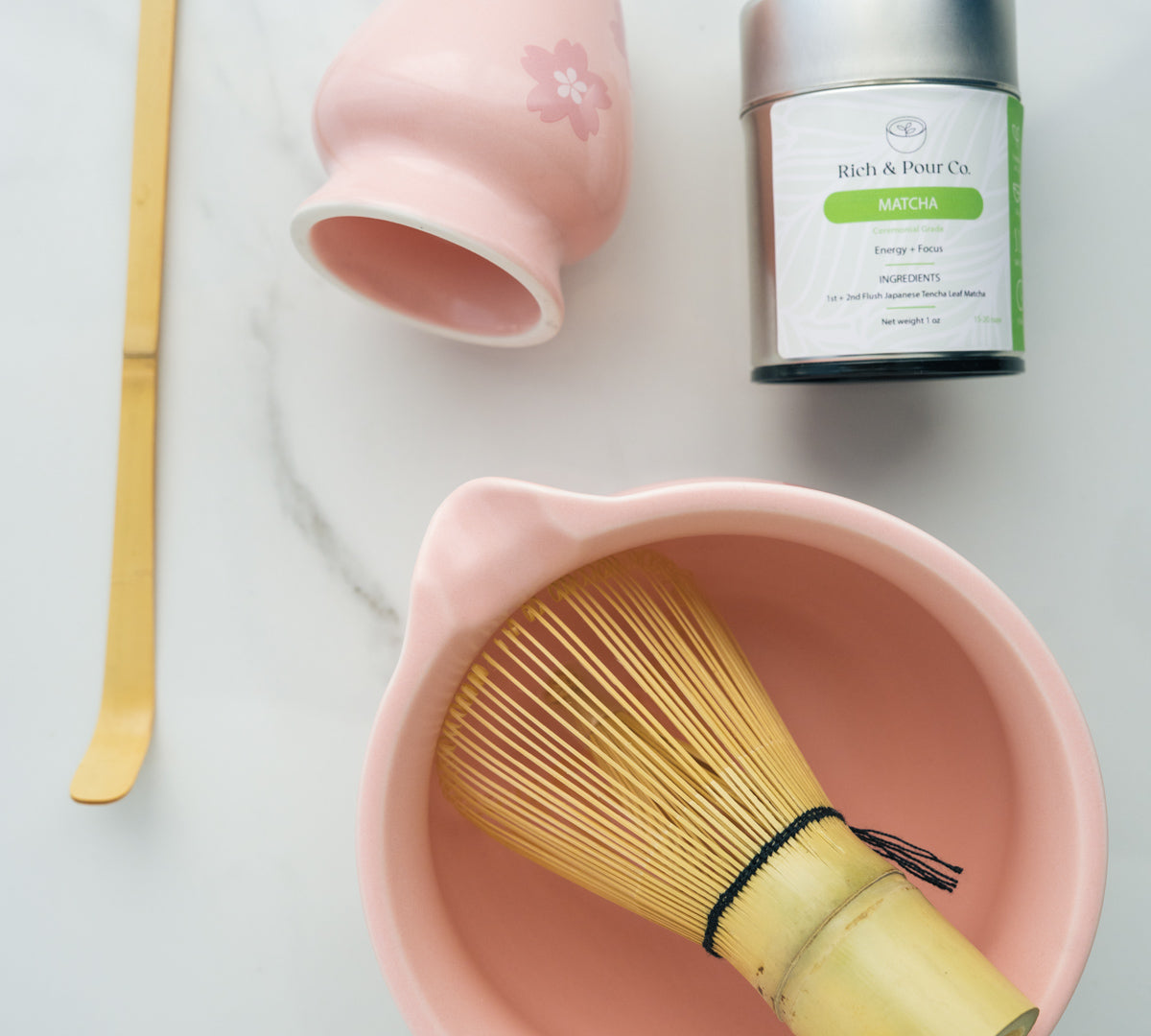 Matcha Tea Ceremony Set –  Pink Traditional Japanese Kit - Rich And Pour