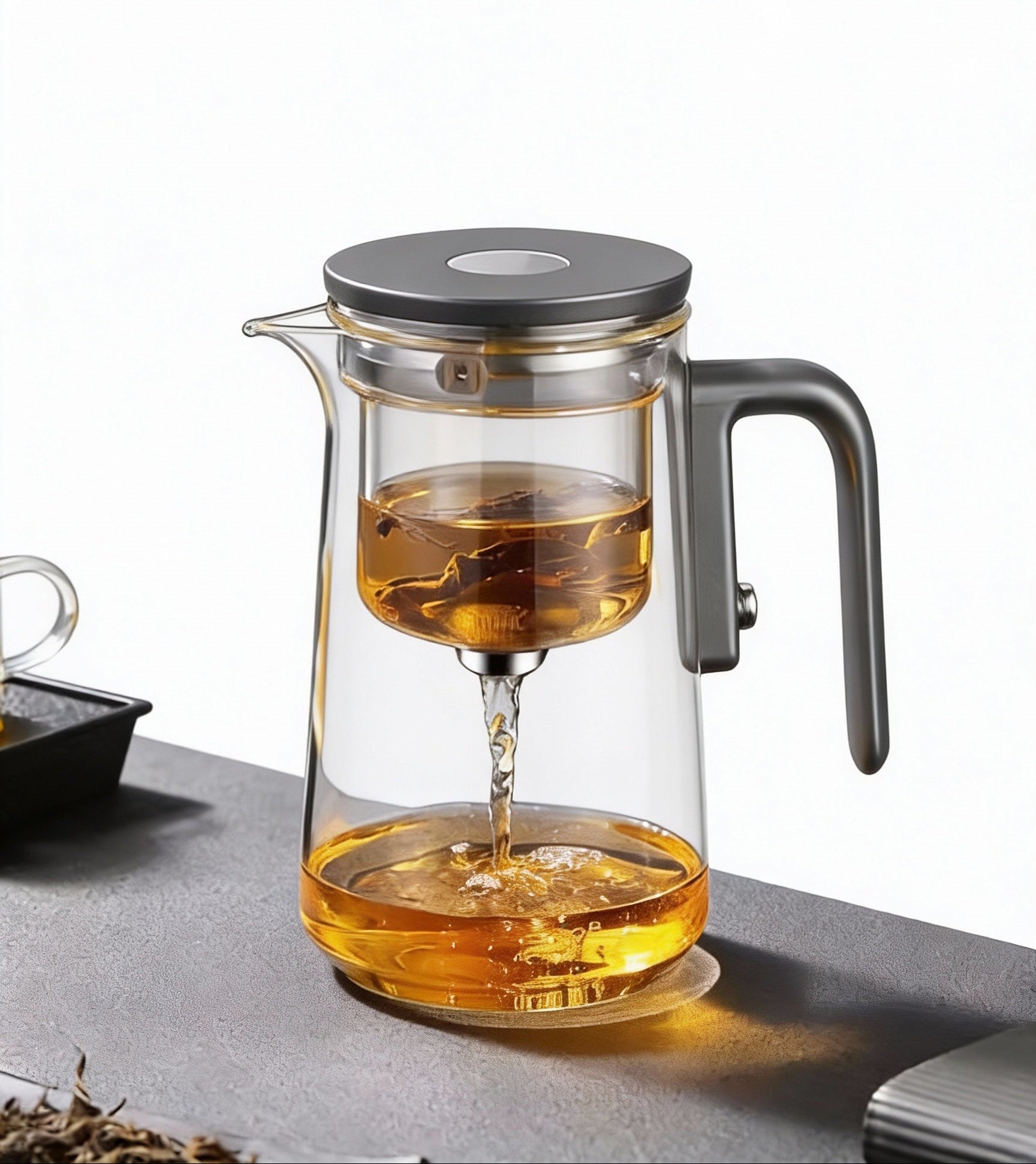 Magnetic Release Glass Teapot with Tea Infuser - Rich And Pour