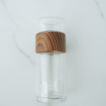 Double-Wall Glass & Wood Tea Infuser Tumbler - Leak-Proof Travel Water Bottle - Rich And Pour