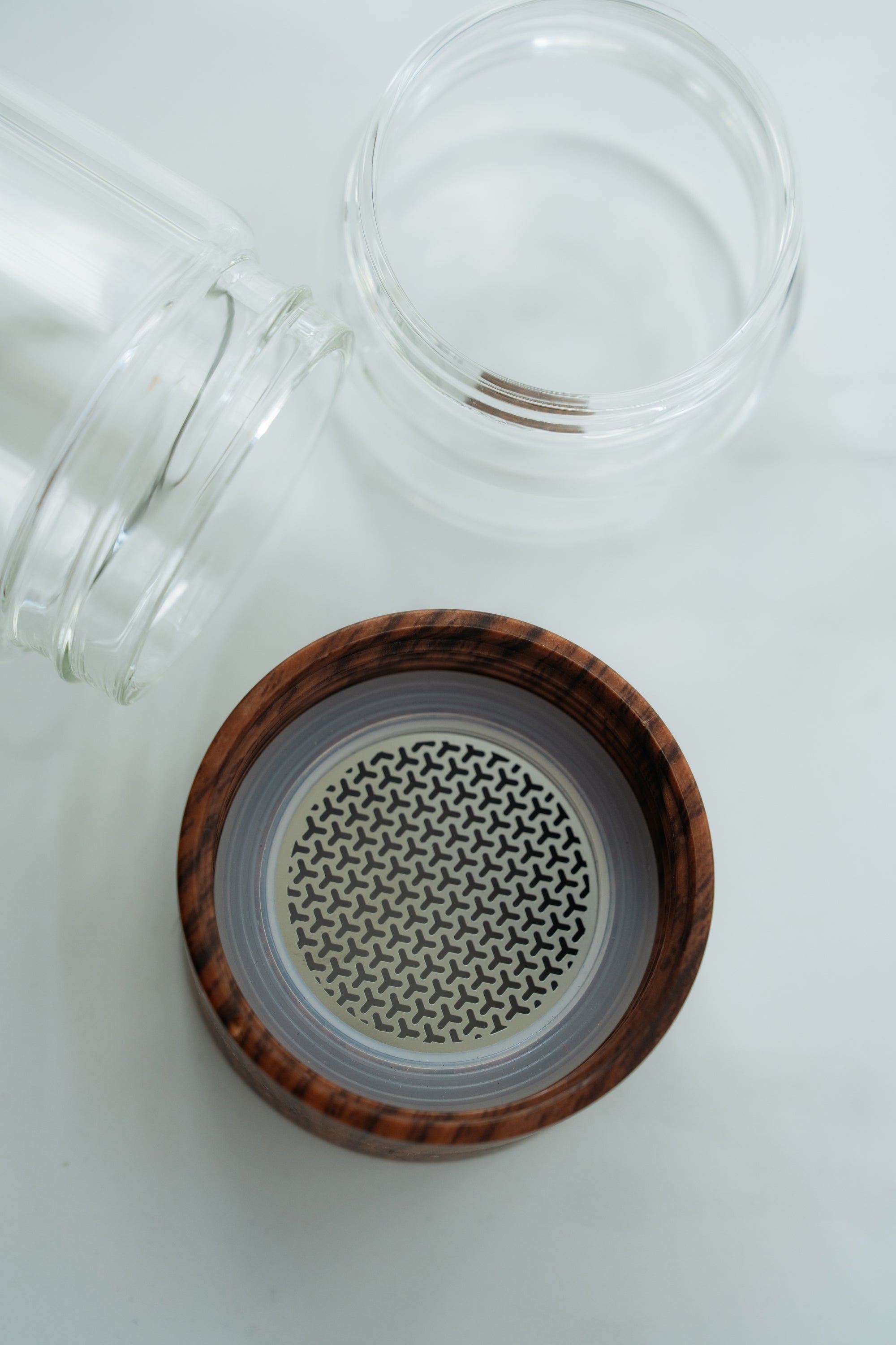 Double-Wall Glass & Wood Tea Infuser Tumbler - Leak-Proof Travel Water Bottle - Rich And Pour