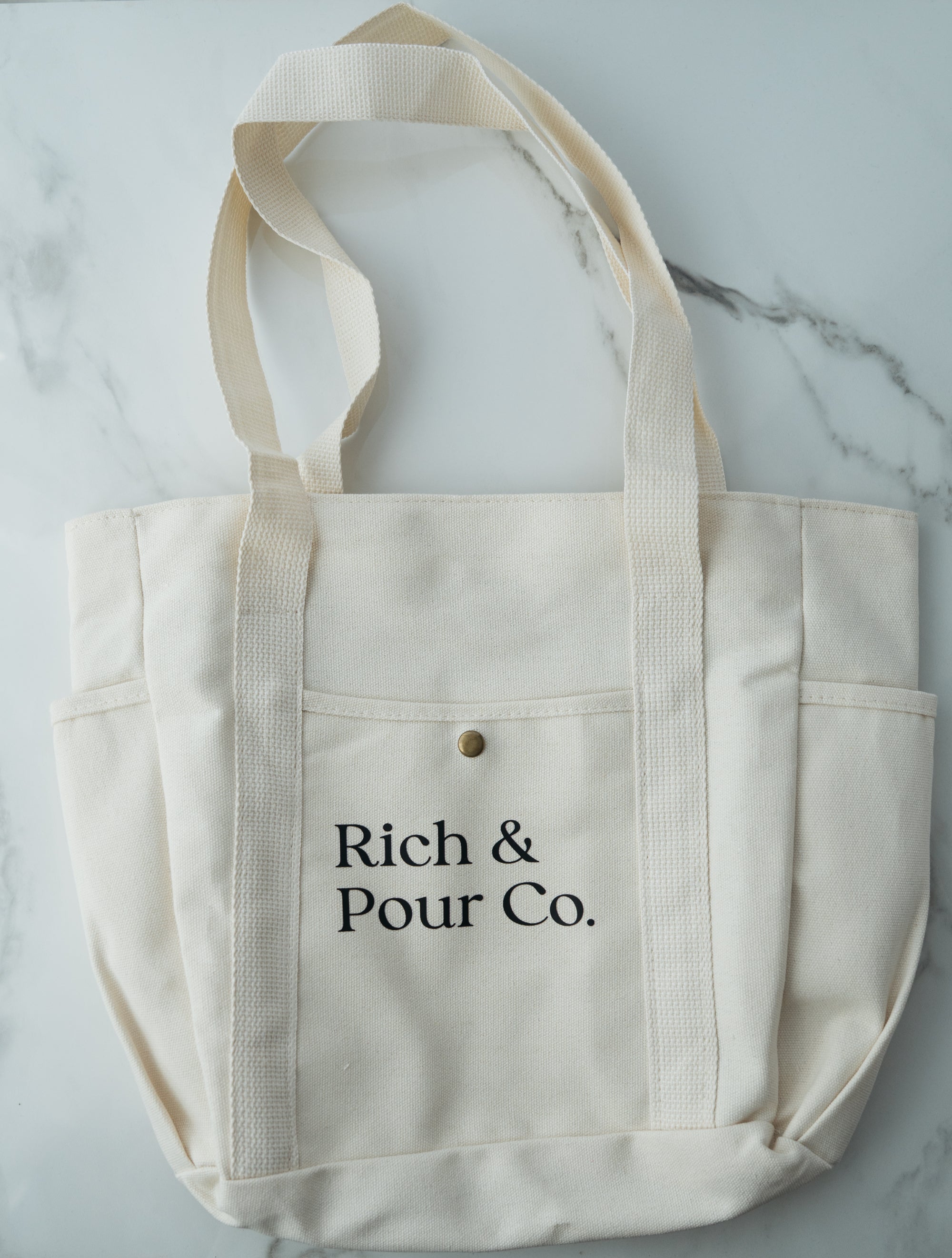 Canvas Tote Bag with Pockets — 3-Pocket Everyday Carry Zipper Bag (Reusable, Durable) - Rich And Pour