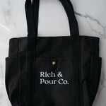 Canvas Tote Bag with Pockets — 3-Pocket Everyday Carry Zipper Bag (Reusable, Durable) - Rich And Pour