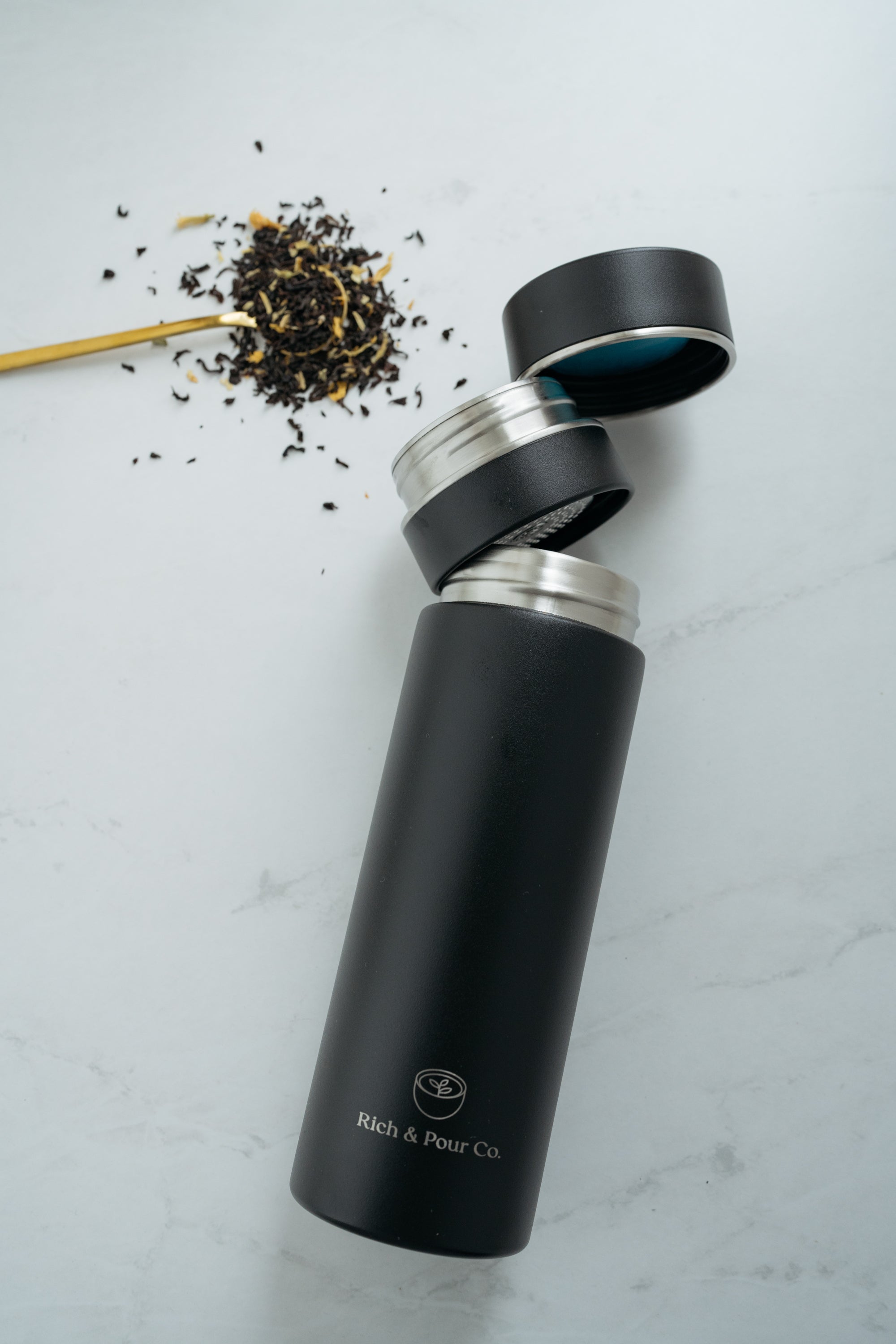 Stainless Steel Insulated Mug w/ Detachable Tea Infuser - Rich And Pour