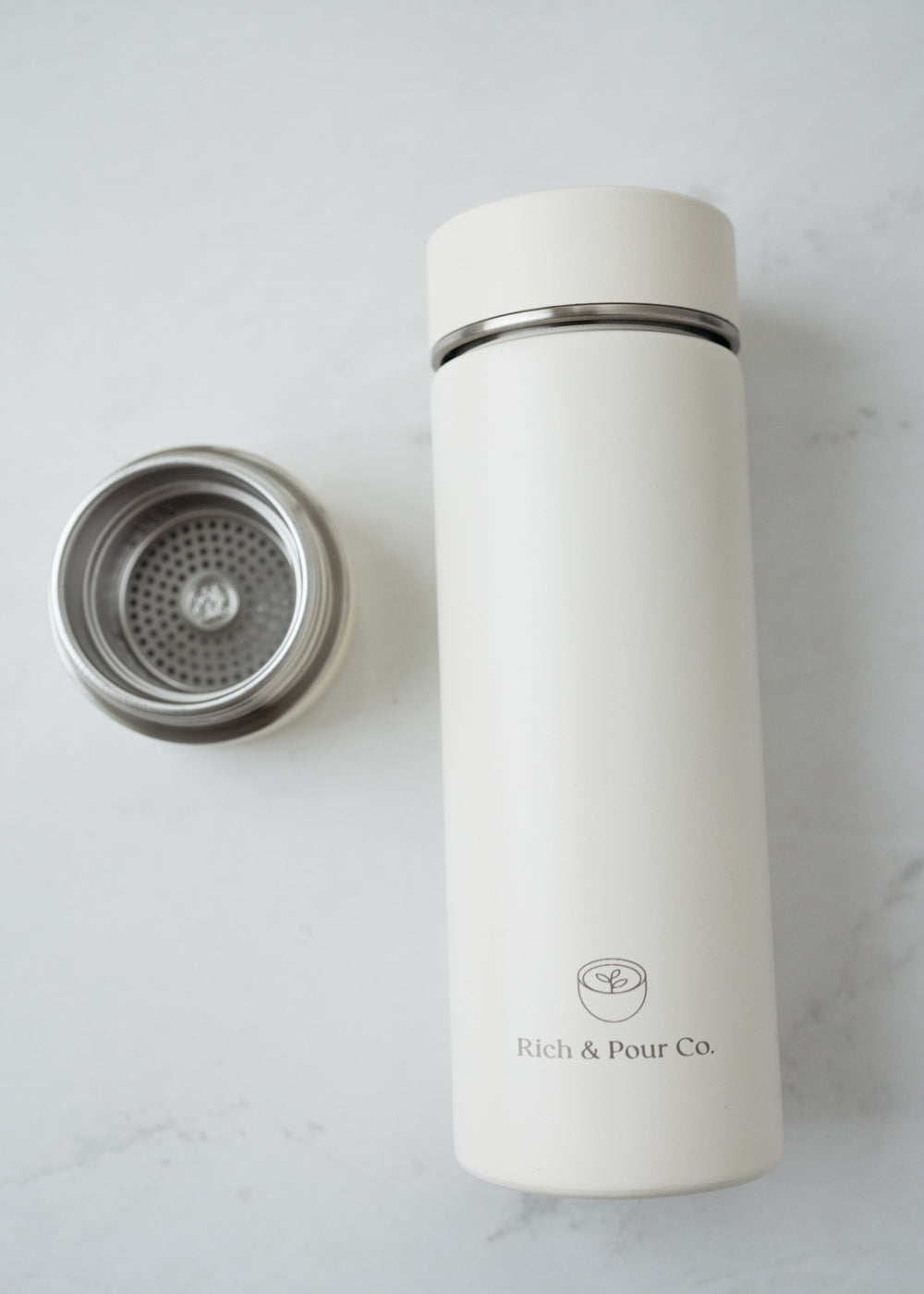 Stainless Steel Insulated Mug w/ Detachable Tea Infuser - Rich And Pour